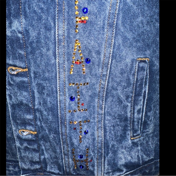 Faith Cross Hand Designed Jean Jacket - Picture 6 of 7